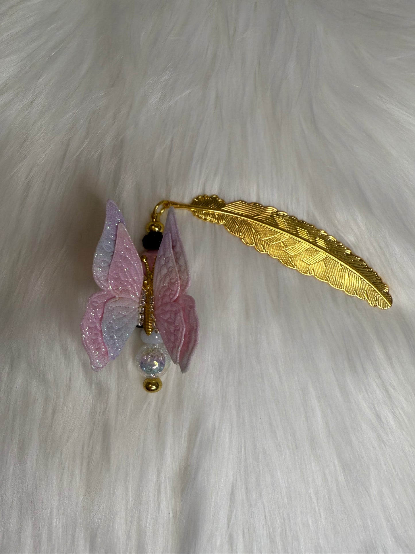 Fancy beaded feather bookmark
