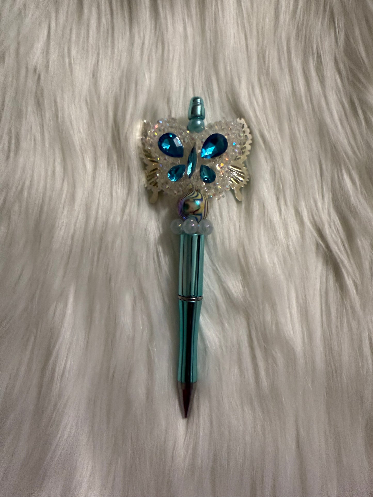 Beaded pen(teal butterfly)
