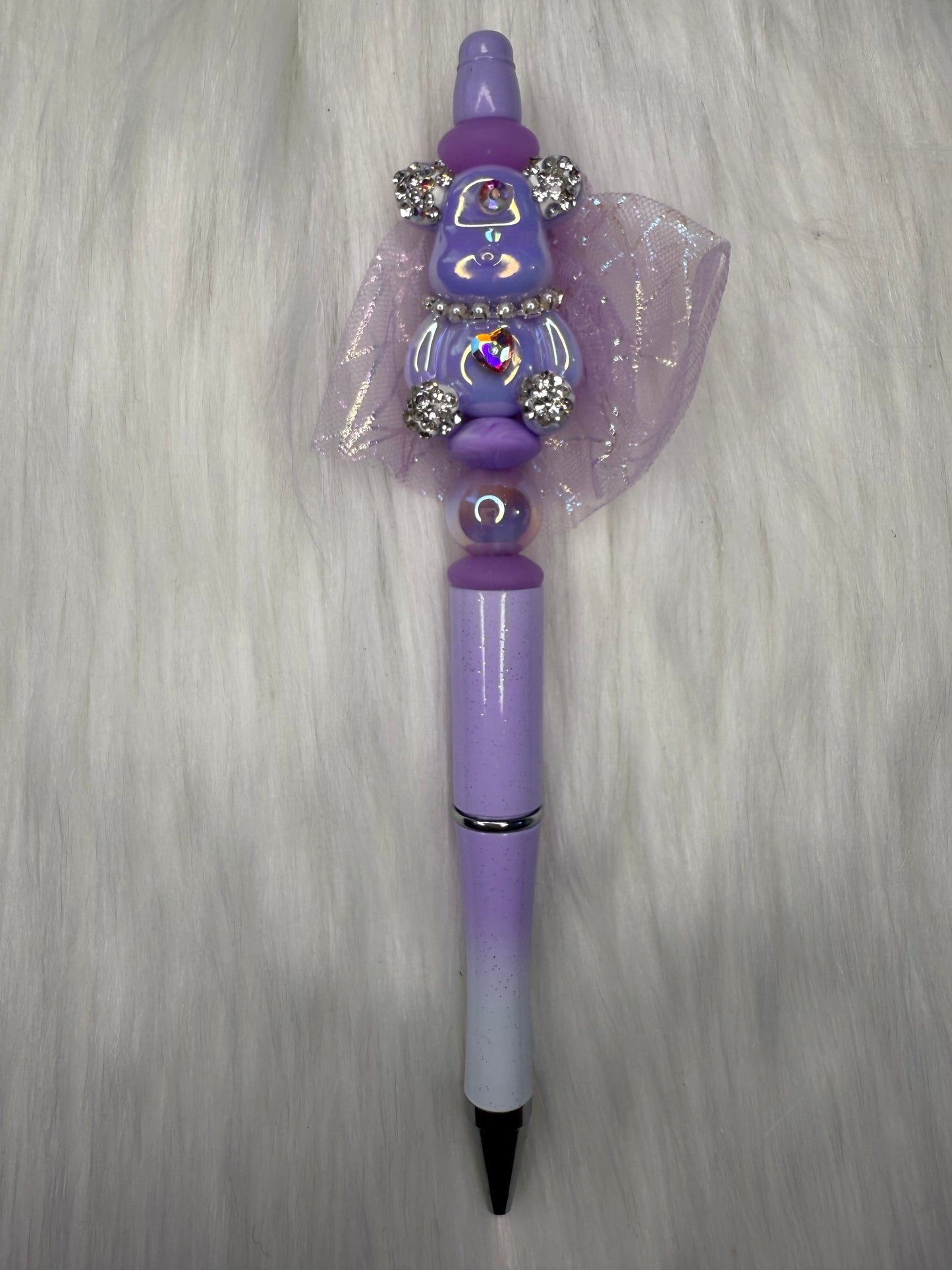Beaded pen(purple bear)