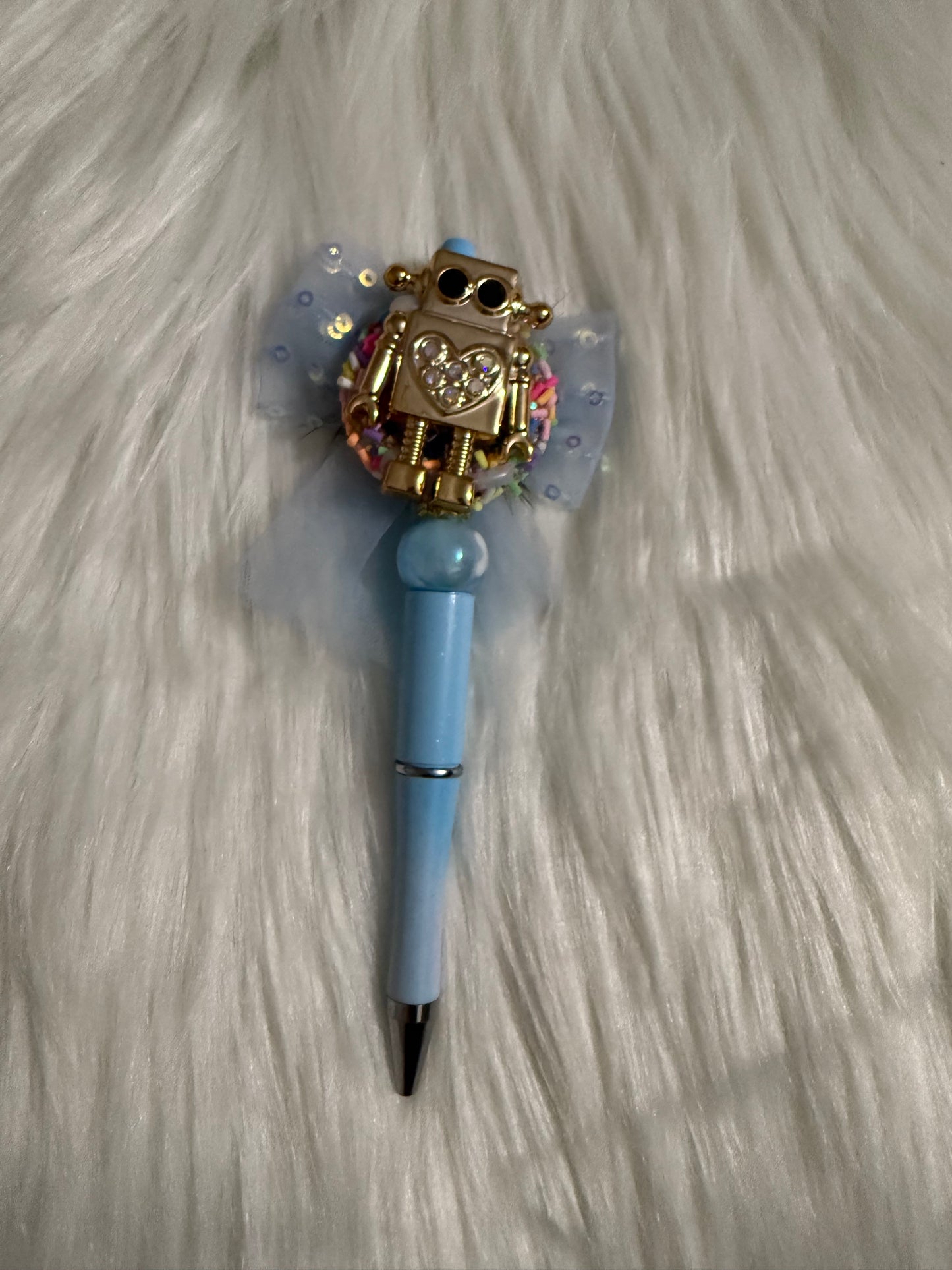 Beaded pen (cute robot)