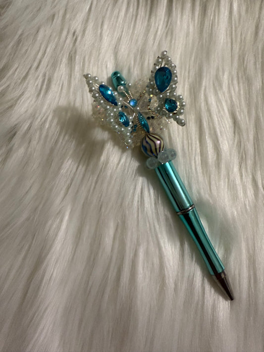 Beaded pen(teal butterfly)