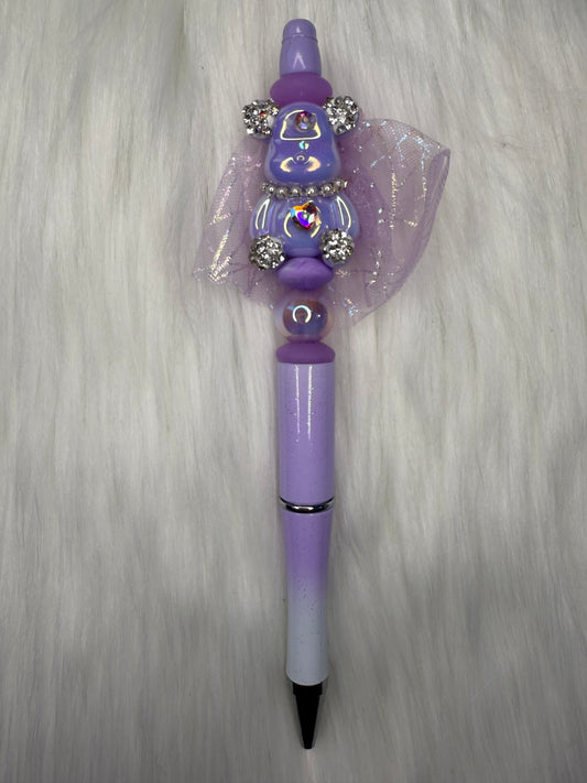 Beaded pen(purple bear)