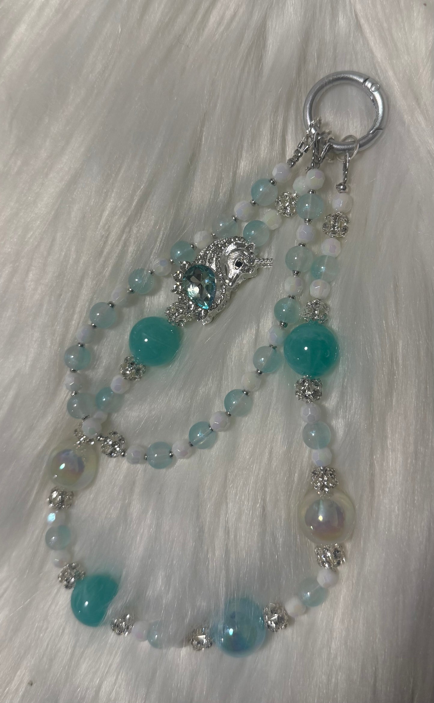 Teal unicorn phone chain